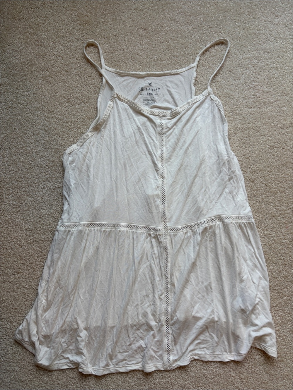 Soft & Sexy White Lace-Trim Slip Tank American Eagle XL